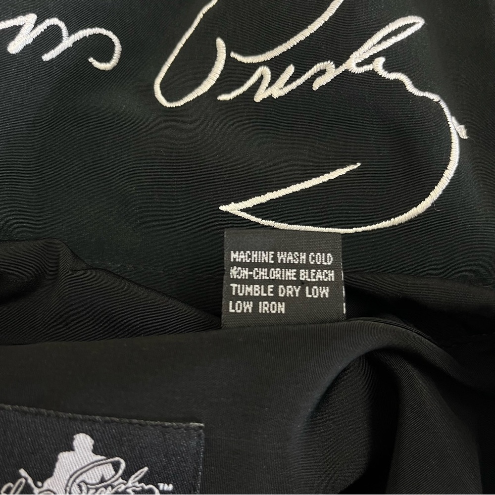 Elvis Presley Black Hawaiian Lei Button Down Shirt w/ Embroidered Signature LG - Picture 6 of 9